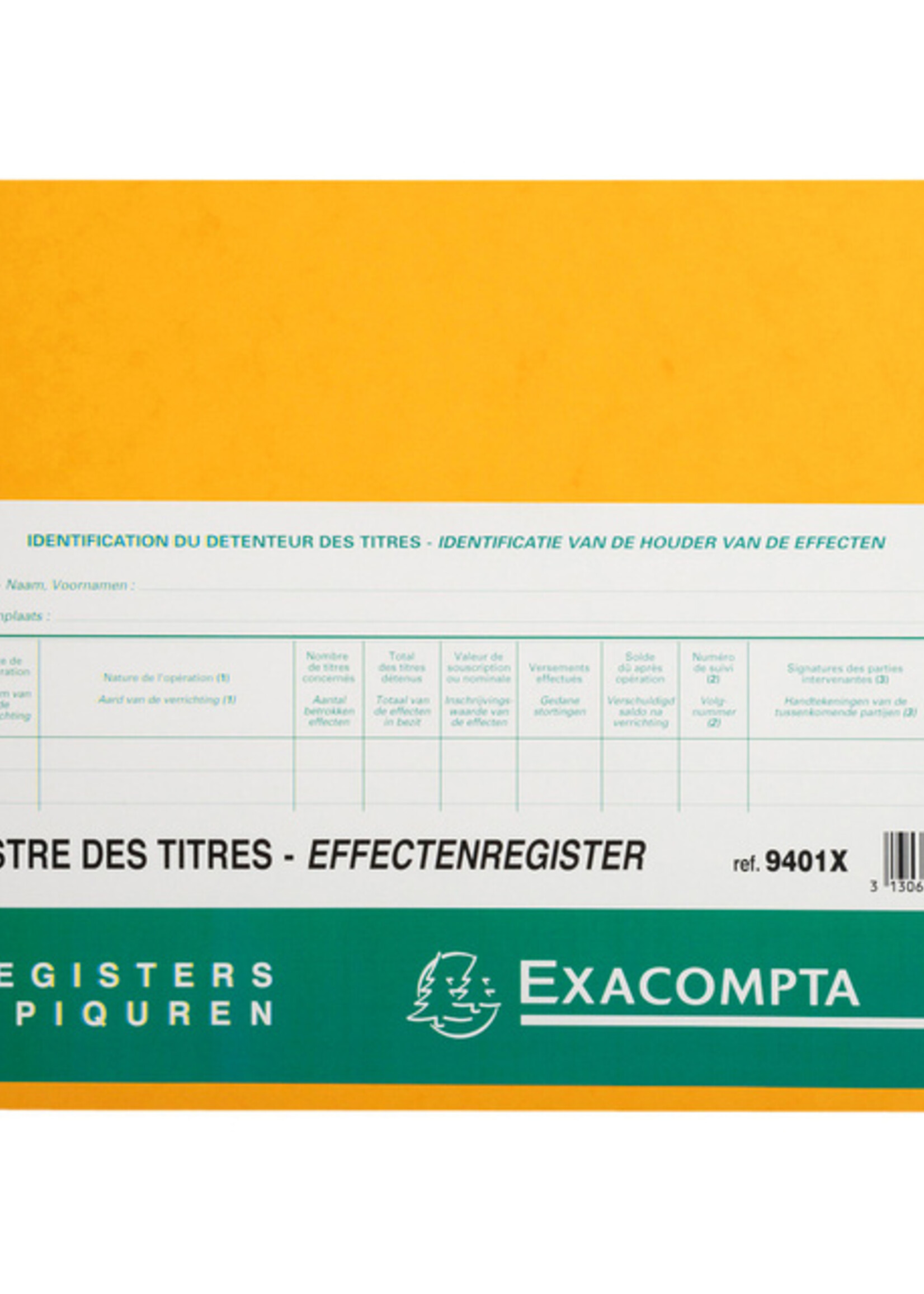 Exacompta Registre des titres Piqûre SRL-BV 240x320 80 feuilles jaune