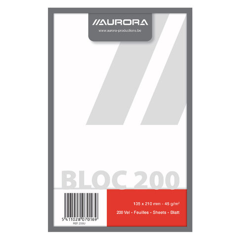 Aurora Bloc brouillon Aurora 135x210mm uni 200 feuilles