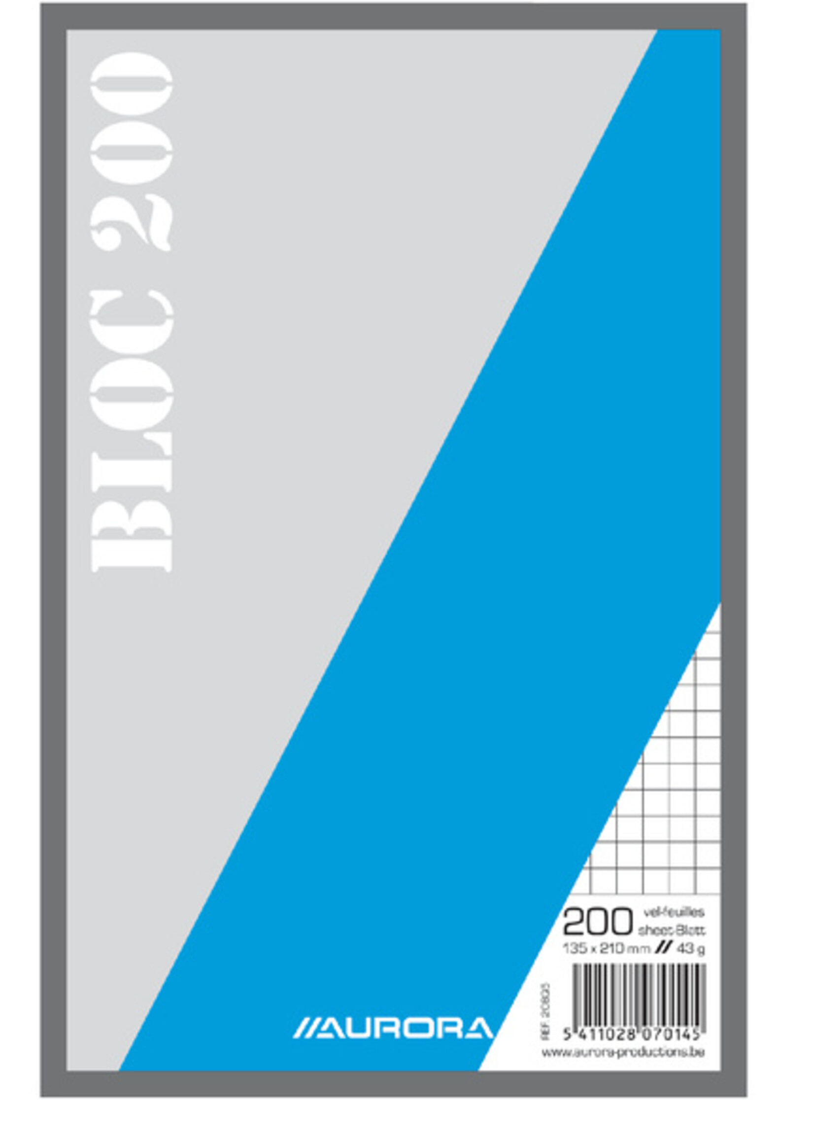 Aurora Bloc brouillon Aurora 135x210mm carreau 5x5mm 200 feuilles