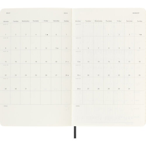 Moleskine Agenda 2024 Moleskine 12M Planner Weekly 7dag/1pagina large 130x210mm soft cover black