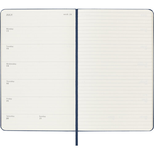 Moleskine Agenda 2023/2024 Moleskine 18M Planner Weekly 7dag/1pagina large 130x210mm hard cover saffier blauw