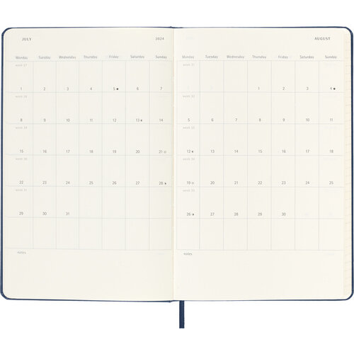 Moleskine Agenda 2025/2025 Moleskine 18M Planner Weekly 7dag/1pagina large 130x210mm hard cover saffier blauw