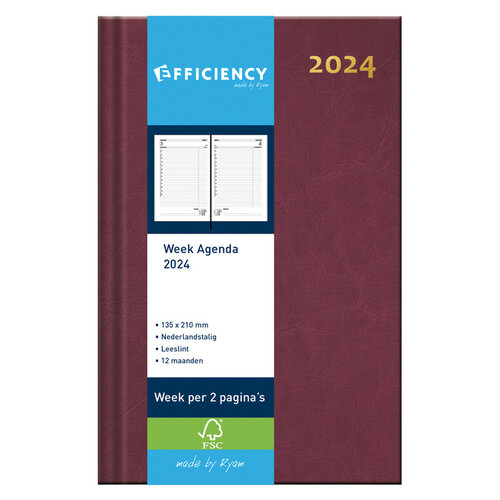Ryam Agenda 2026 Ryam Efficiency Baladek 7dagen/2pagina's bordeaux