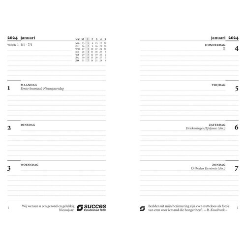Succes Agendavulling 2026 Succes Mini 7dagen/2pagina's