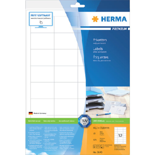 Herma Etiquette HERMA Premium 8643 48,3x33,8mm blanc 320 pièces