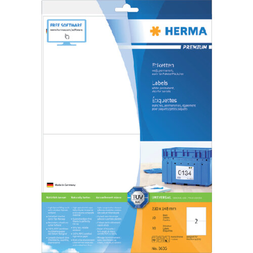 Herma Etiket HERMA 8636 210x148mm A4 premium wit 20stuks