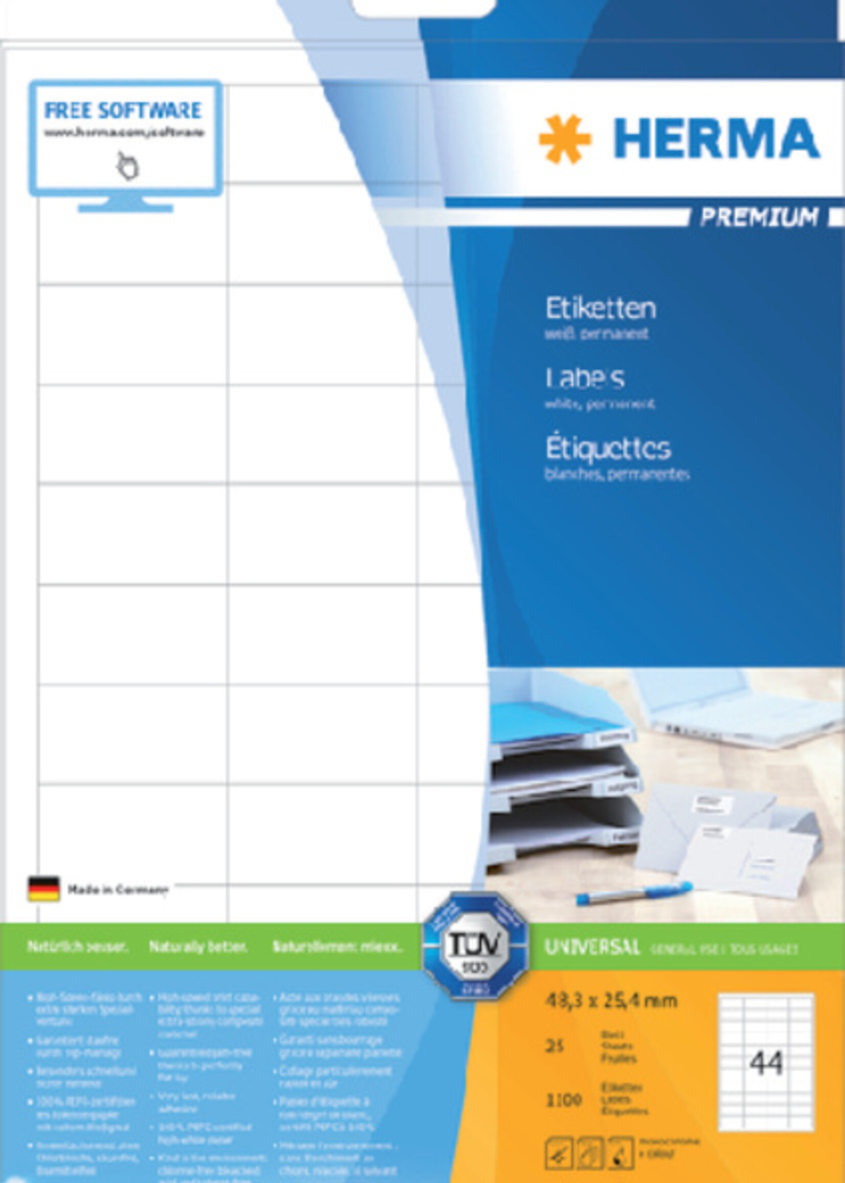 Herma Etiquette HERMA Premium 5051 48,3x25,4mm blanc 1100 pièces