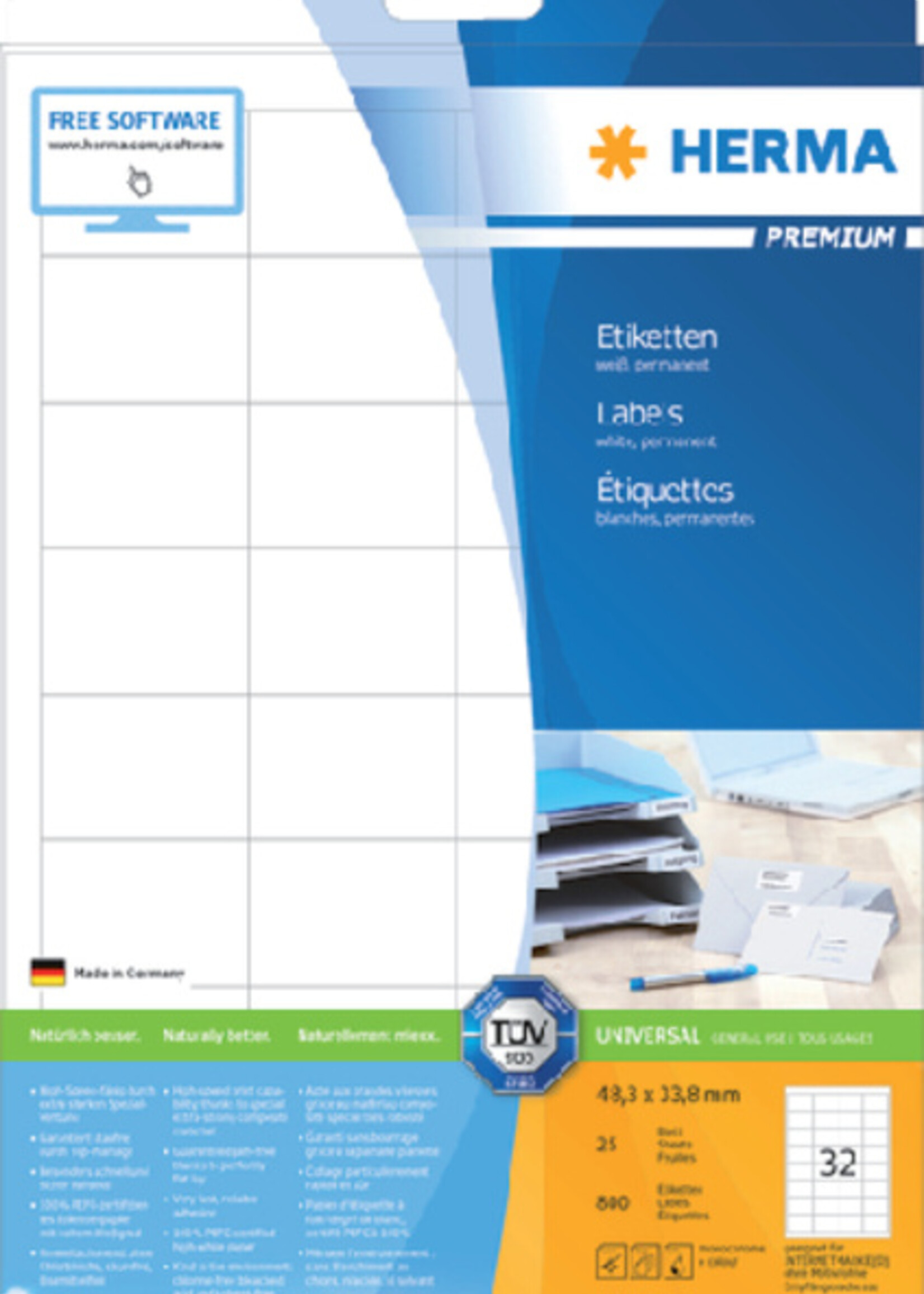 Herma Etiket HERMA 4200 48.3x33.8mm premium wit 800stuks