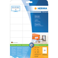 Etiquette HERMA Premium 4390 70x37mm blanc 600 pièces