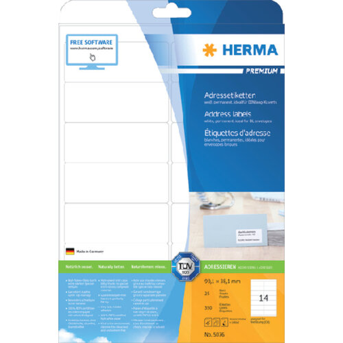 Herma Etiket HERMA 5076 99.1x38.1mm premium wit 350stuks