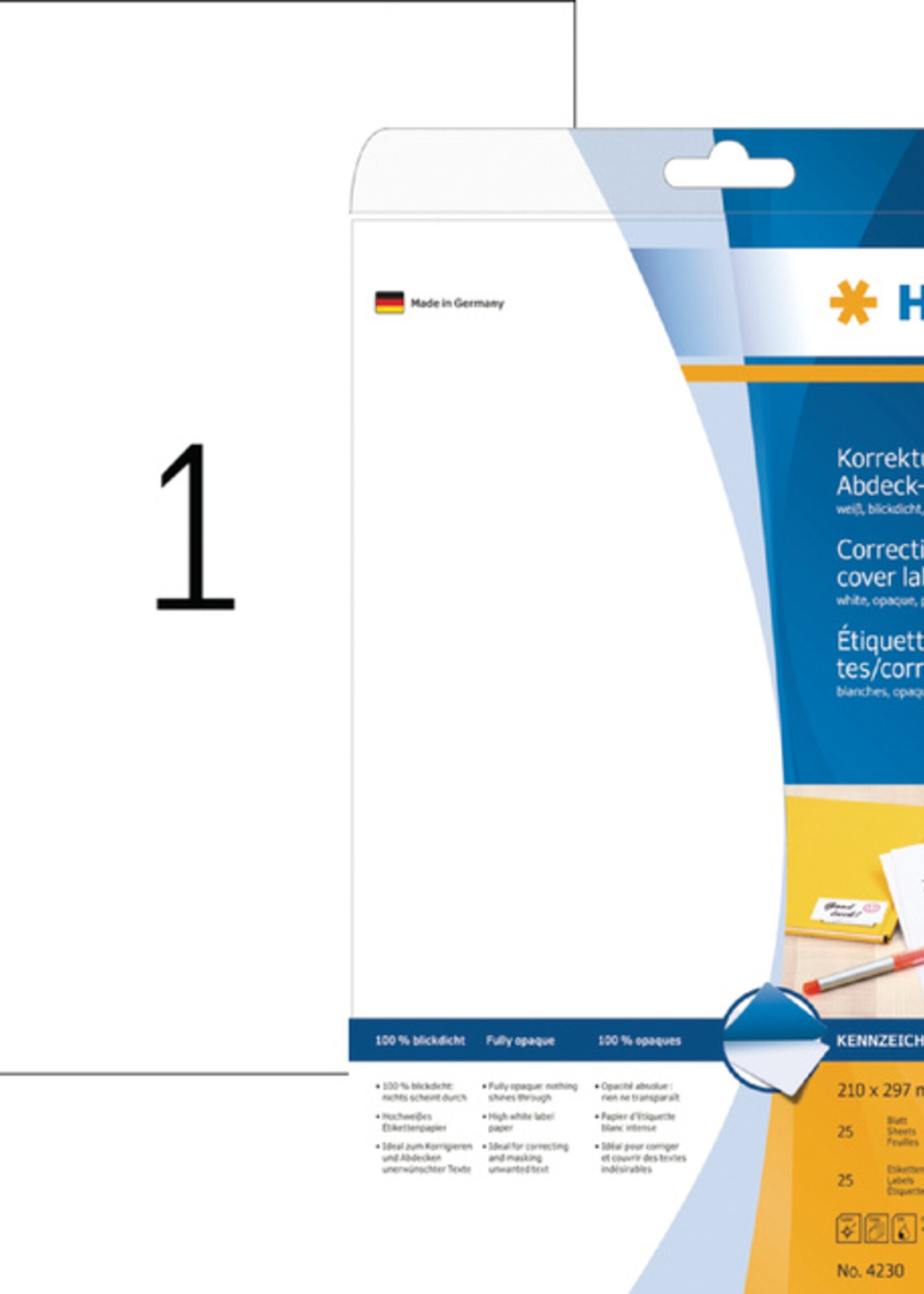 Herma Etiket HERMA 4230 210x297mm A4 correctie wit 25stuks