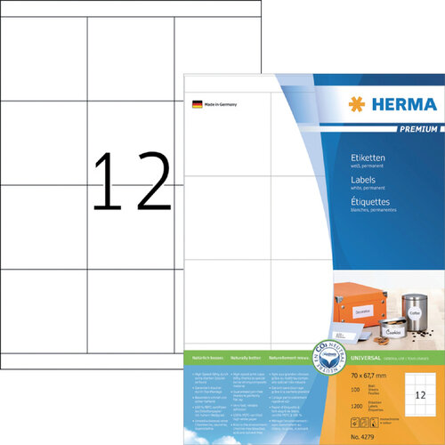 Herma Etiket HERMA 4279 70x67.7mm premium wit 1200stuks