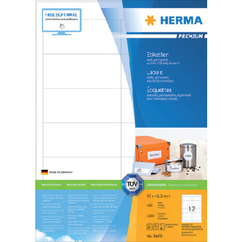 Herma Etiket HERMA 4669 97x42.3mm premium wit 1200stuks