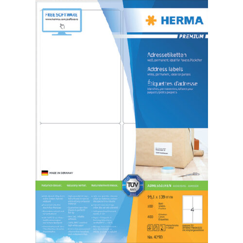 Herma Etiket HERMA 4250 99.1x139mm premium wit 400stuks