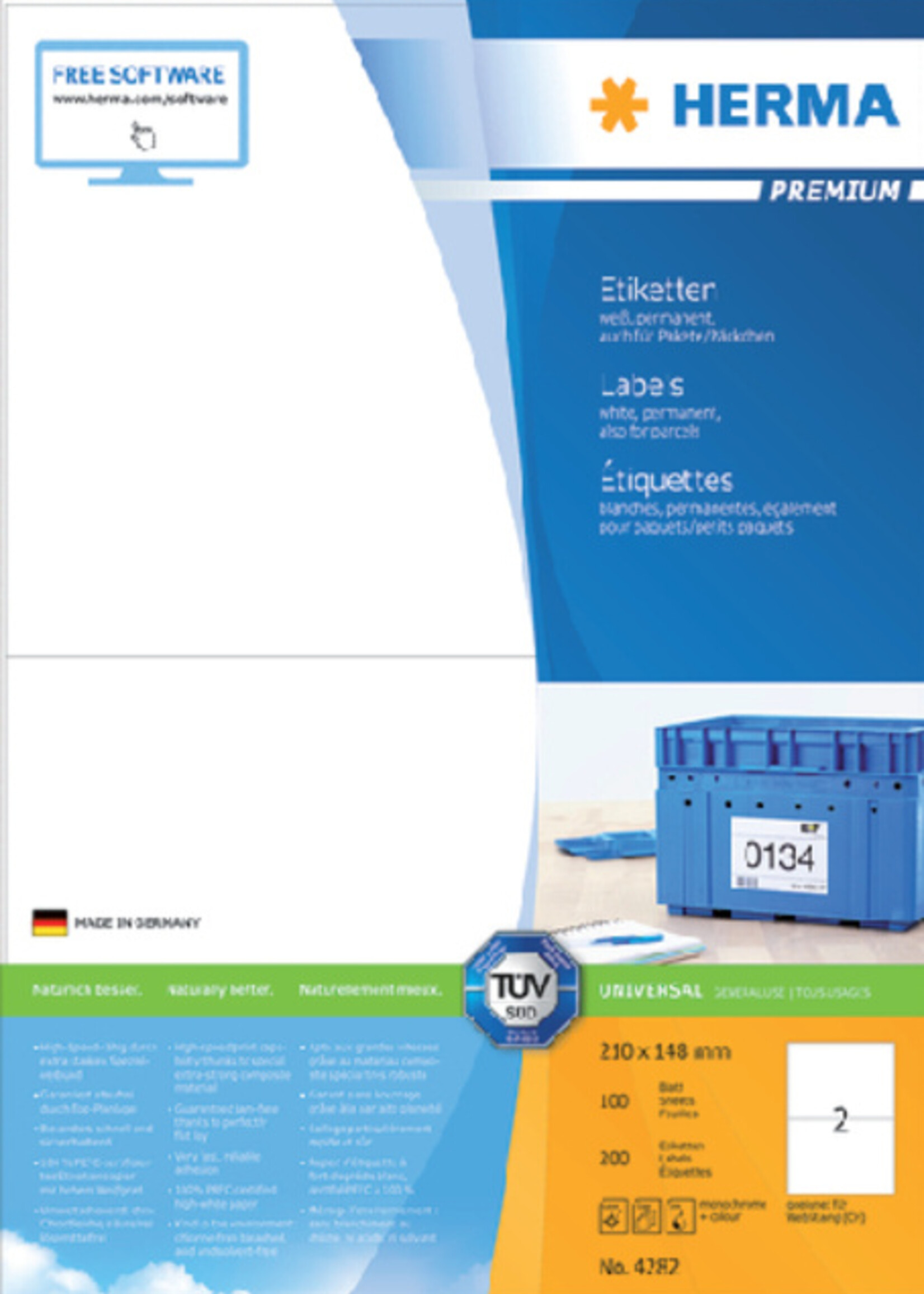 Herma Etiket HERMA 4282 210x148mm A5 premium wit 200stuks