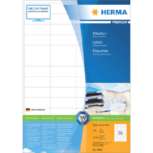 Herma Etiket HERMA 4609 52.5x21.2mm premium wit 11200stuks