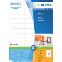 Etiket HERMA 4613 66x25.4mm premium wit 6600stuks