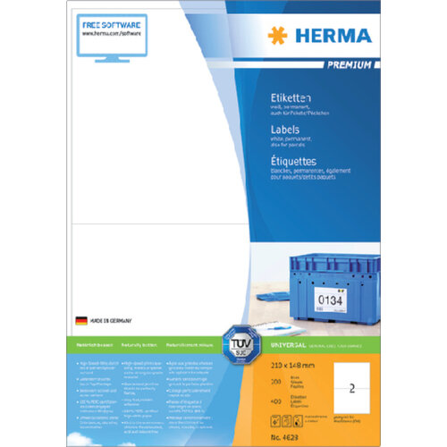 Herma Etiket HERMA 4628 210x148mm A5 premium wit 400stuks