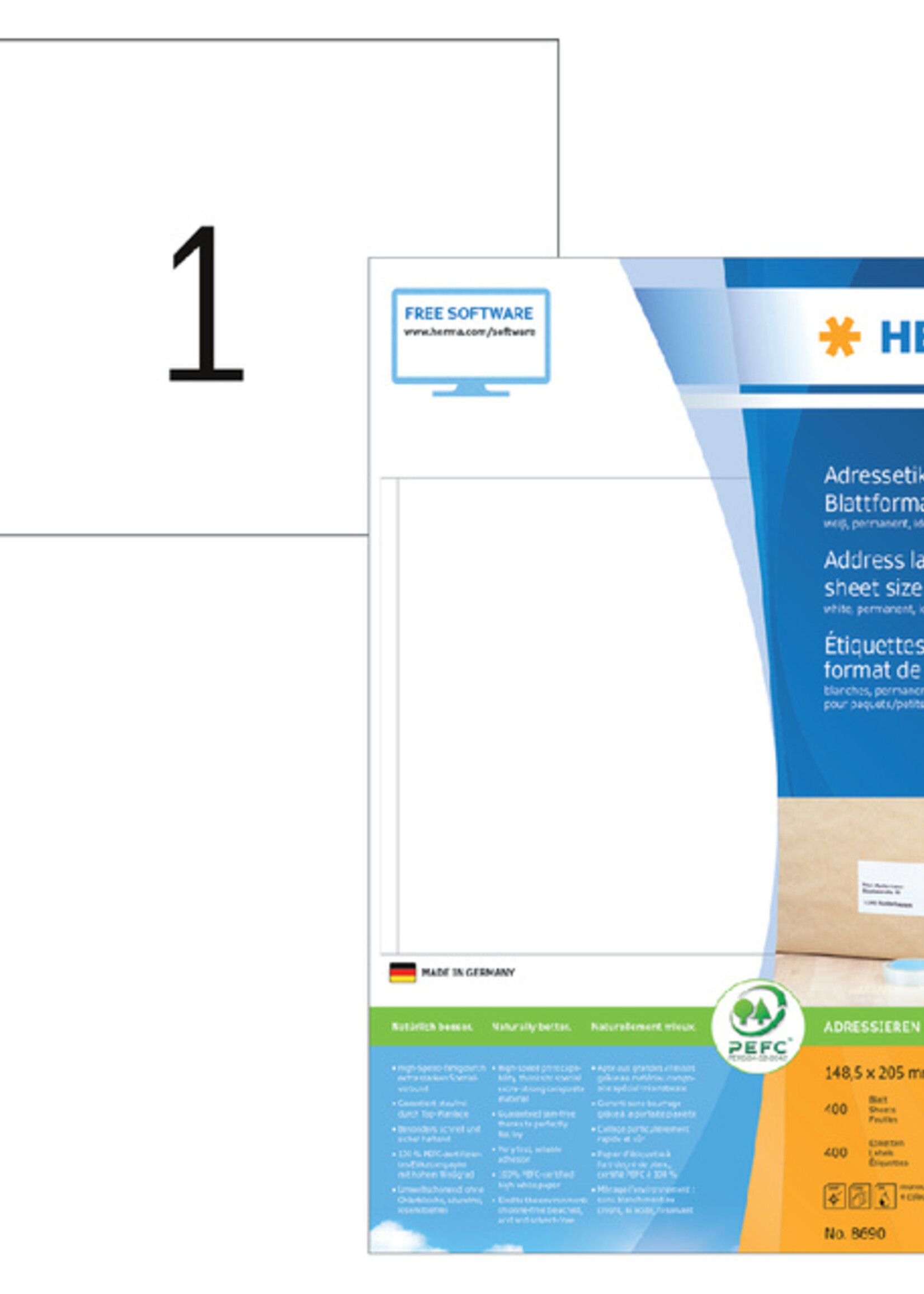 Herma Etiket HERMA 8690 148.5x205mm premium wit 400stuks