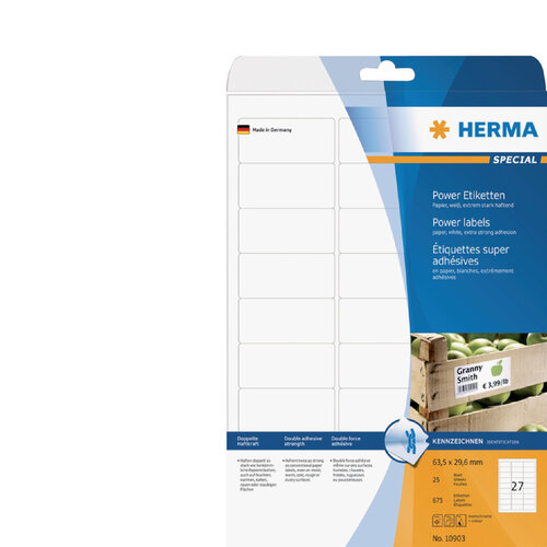 Herma Etiket HERMA Power 10903 63.5x29.6mm wit 675stuks