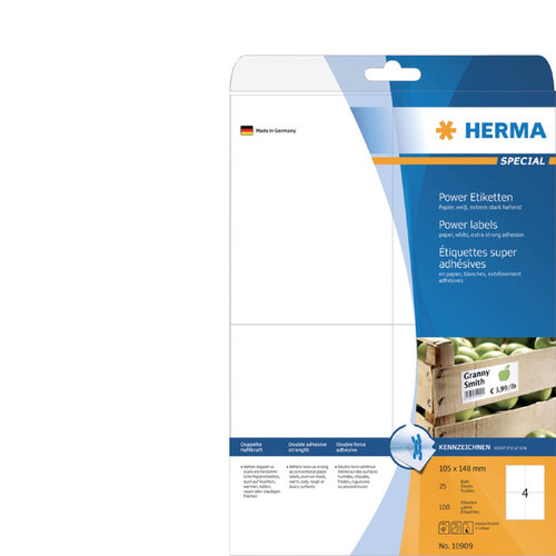 Herma Etiket HERMA Power 10909 105x148mm wit 100stuks