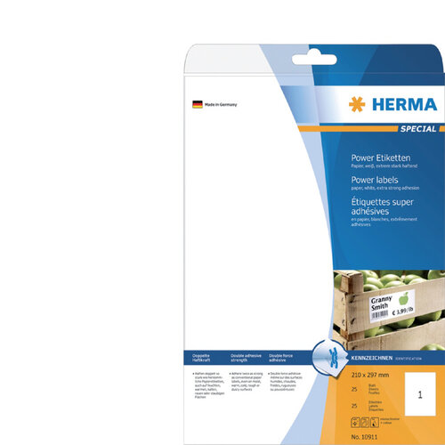 Herma Etiket HERMA Power 10911 210x297mm wit 25stuks