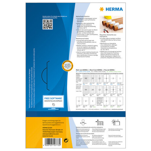 Herma Etiket HERMA 10773 105x148mm weerbestendig wit 320stuks