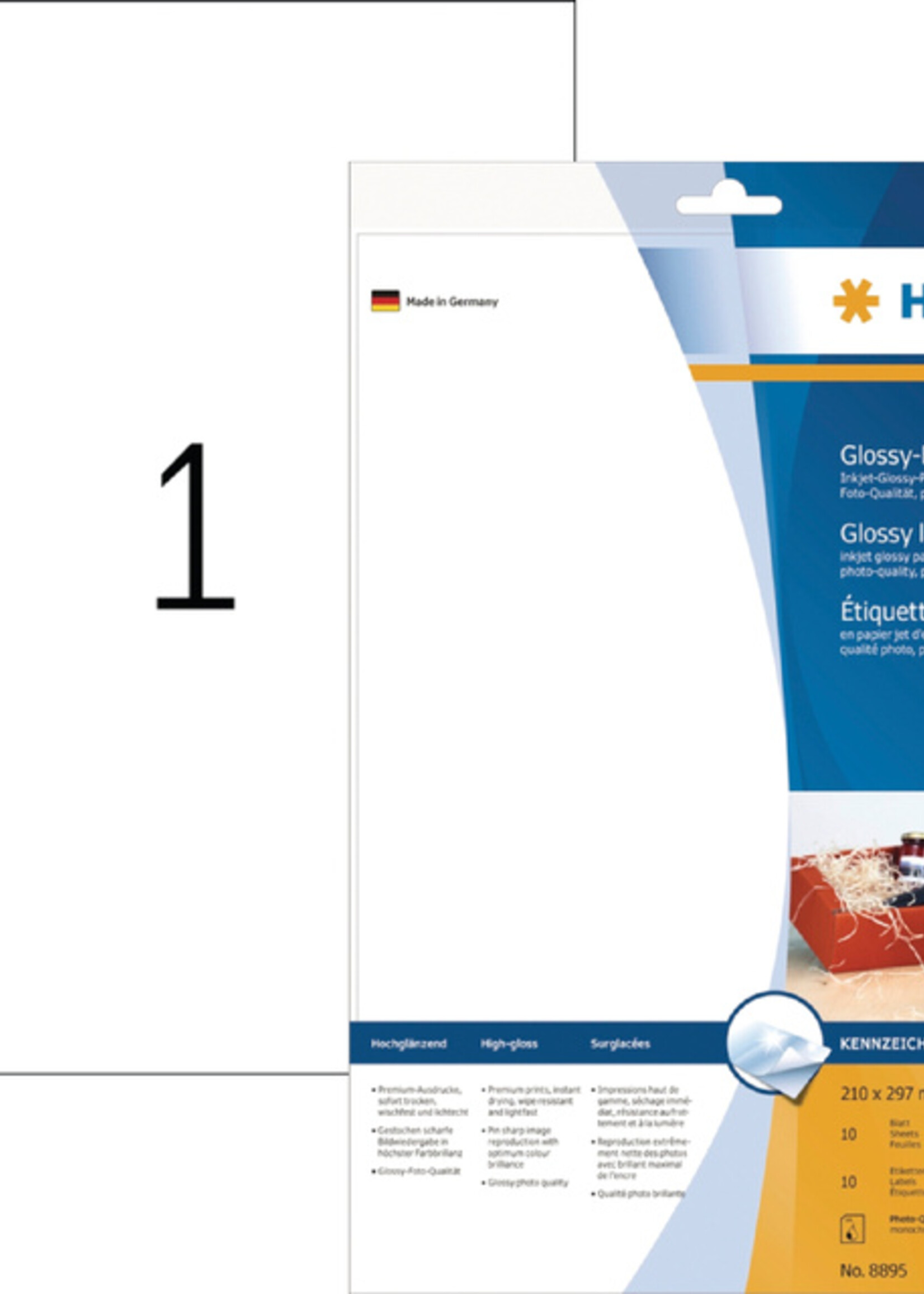 Herma Etiket HERMA 8895 210x297mm A4 glossy wit 10stuks