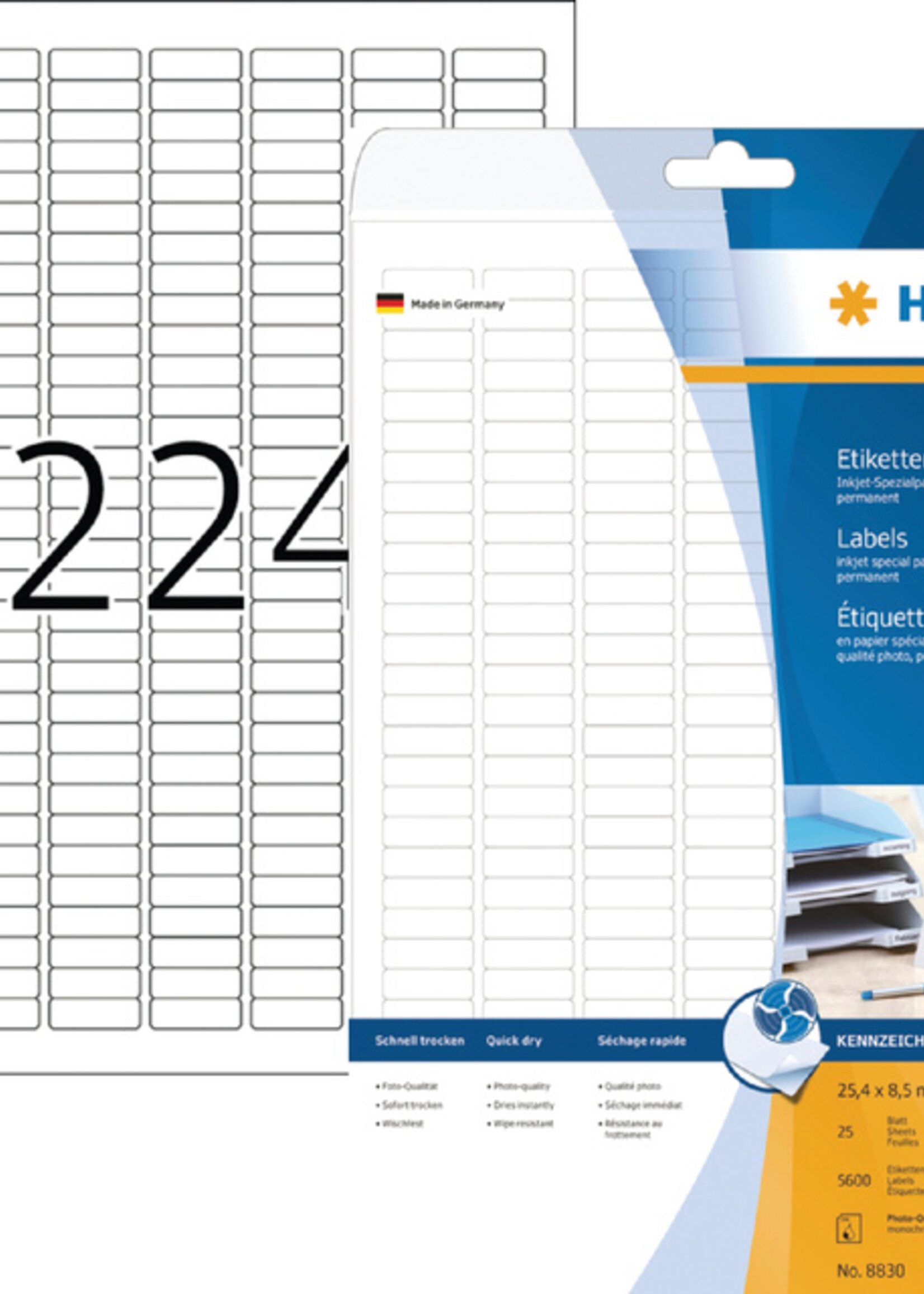 Herma Etiket HERMA 8830 25.4x8.5mm mat wit 5600stuks