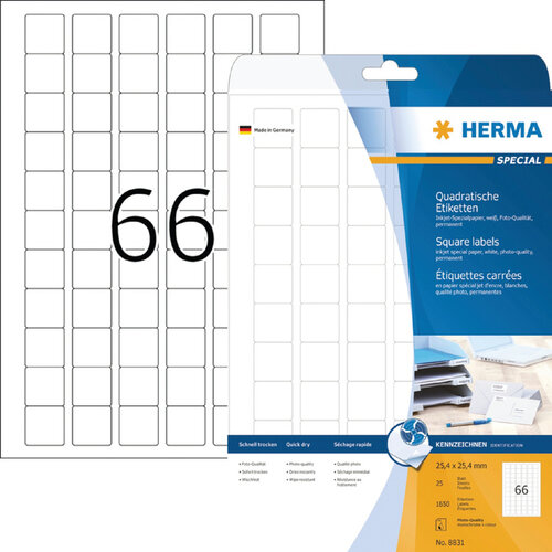 Herma Etiquette HERMA 8831 25,4x25,4mm blanc 1650 pièces