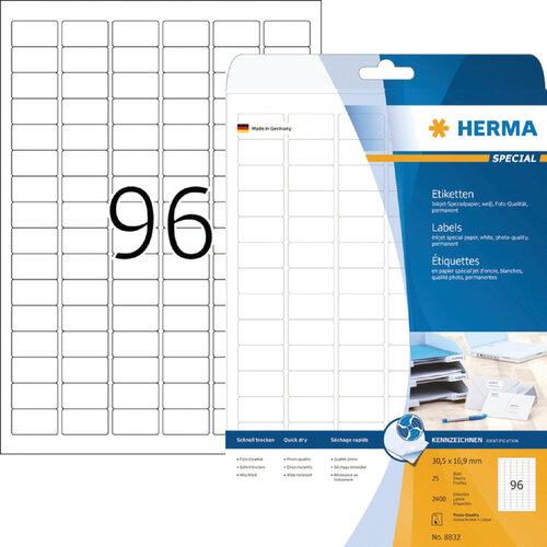 Herma Etiquette HERMA 8832 60,5x16,9mm blanc 2400 pièces