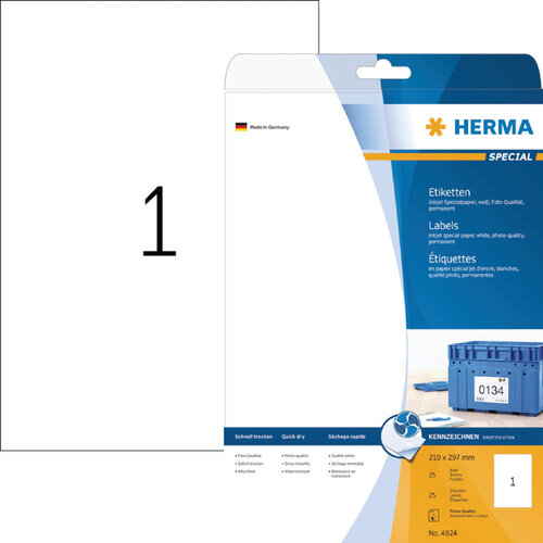 Herma Etiquette HERMA 4824 210x297mm A4 blanc 25 pièces
