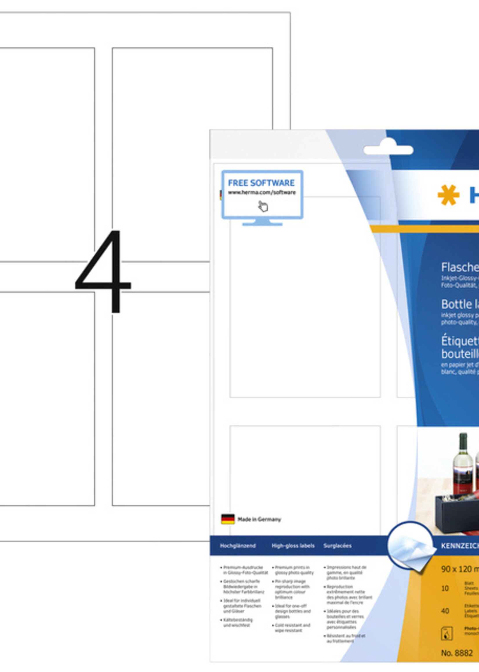 Herma Etiquettes HERMA 8882 pour bouteille 90x120mm