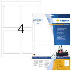 Etiket HERMA flessen 8882 90x120mm A4 glossy wit 40stuks