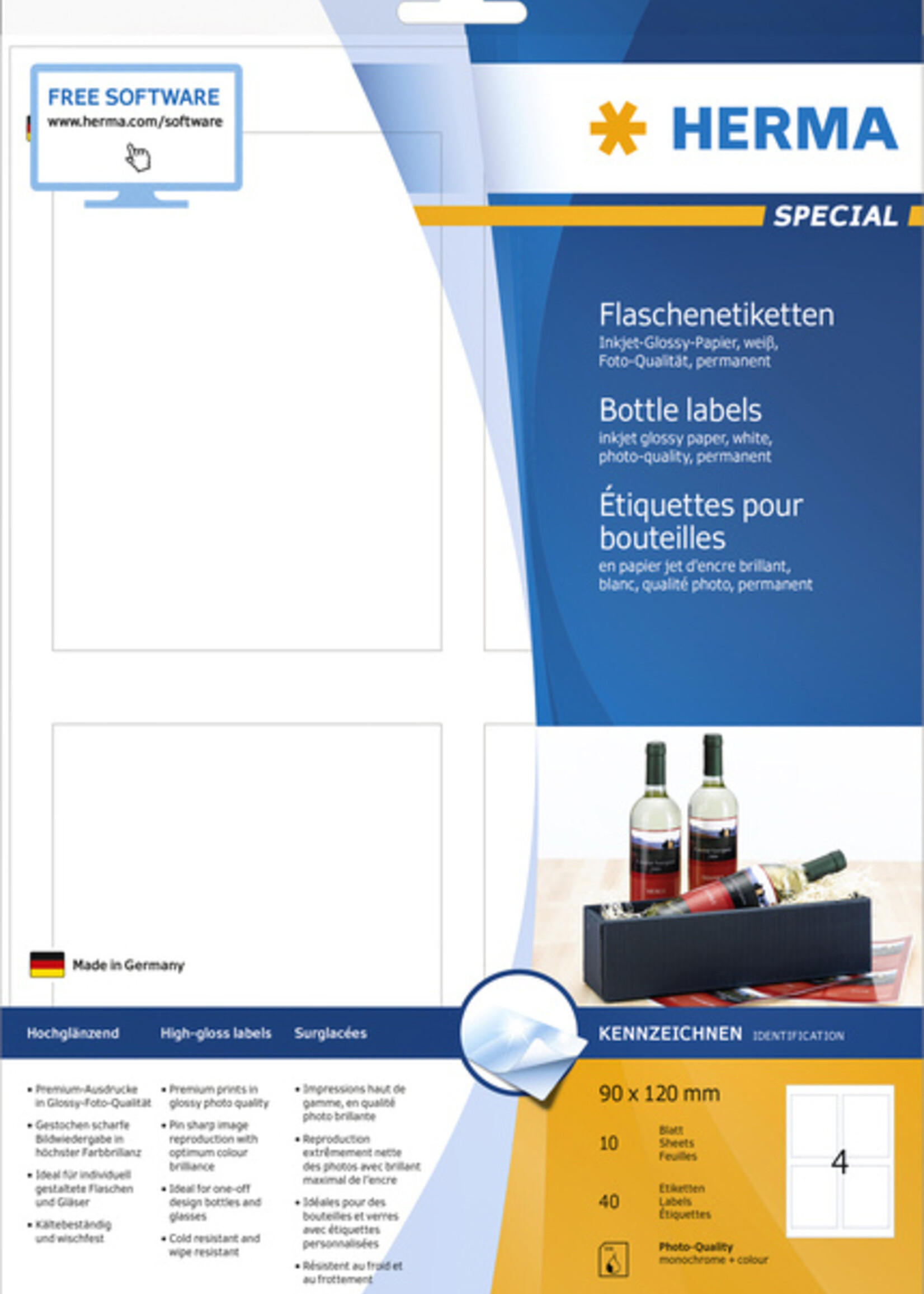 Herma Etiquettes HERMA 8882 pour bouteille 90x120mm