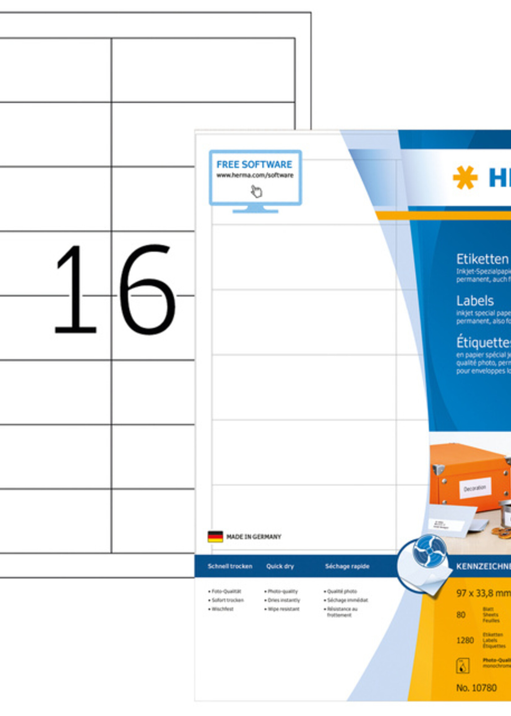 Herma Etiket HERMA 10780 97x33.8mm wit 1280stuks