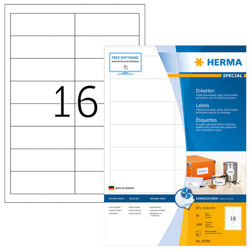 Herma Etiket HERMA 10780 97x33.8mm wit 1280stuks