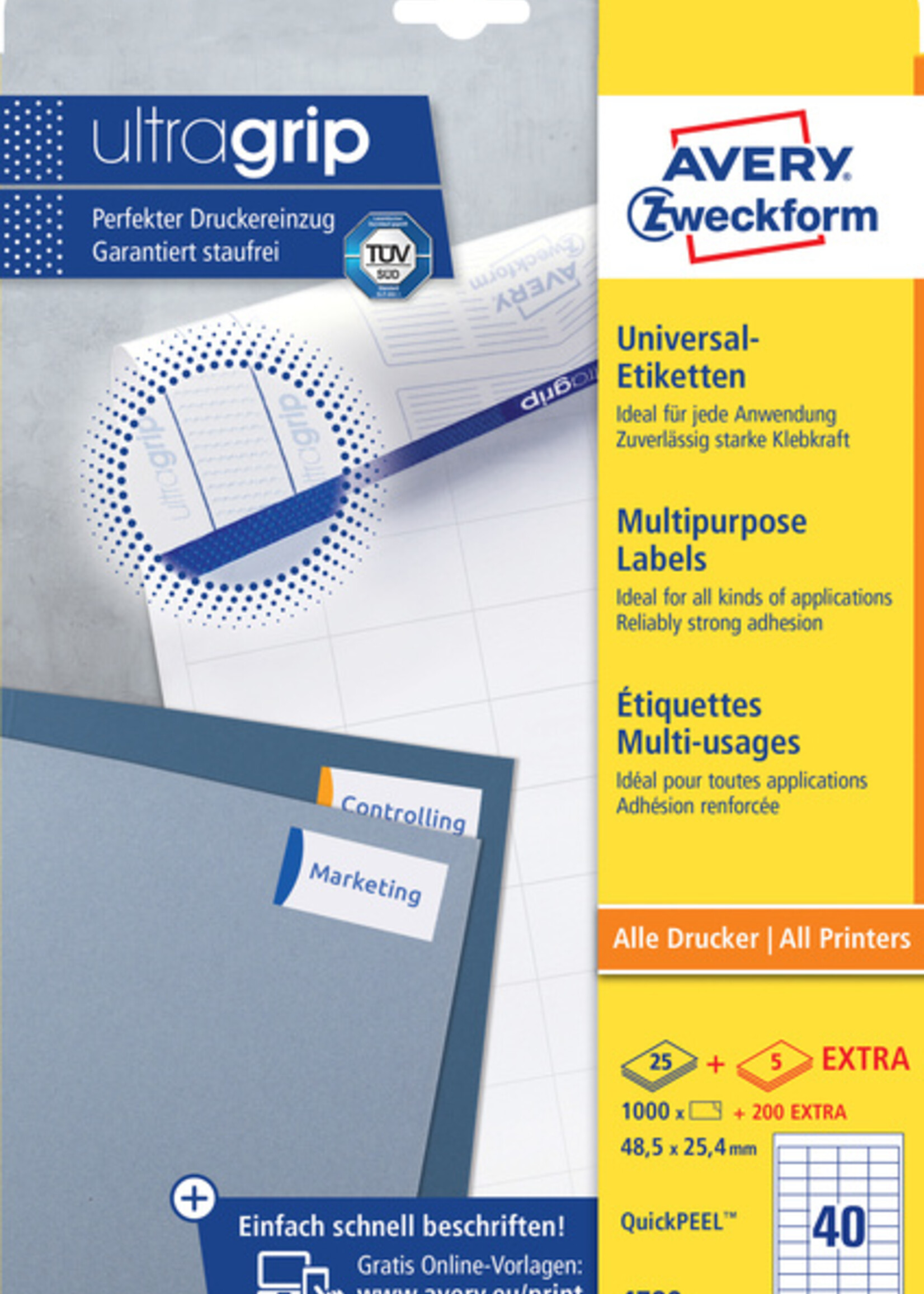 Avery Zweckform Etiquette Avery Zweckform 4780 48,5x25,4mm blanc 1000 pièces