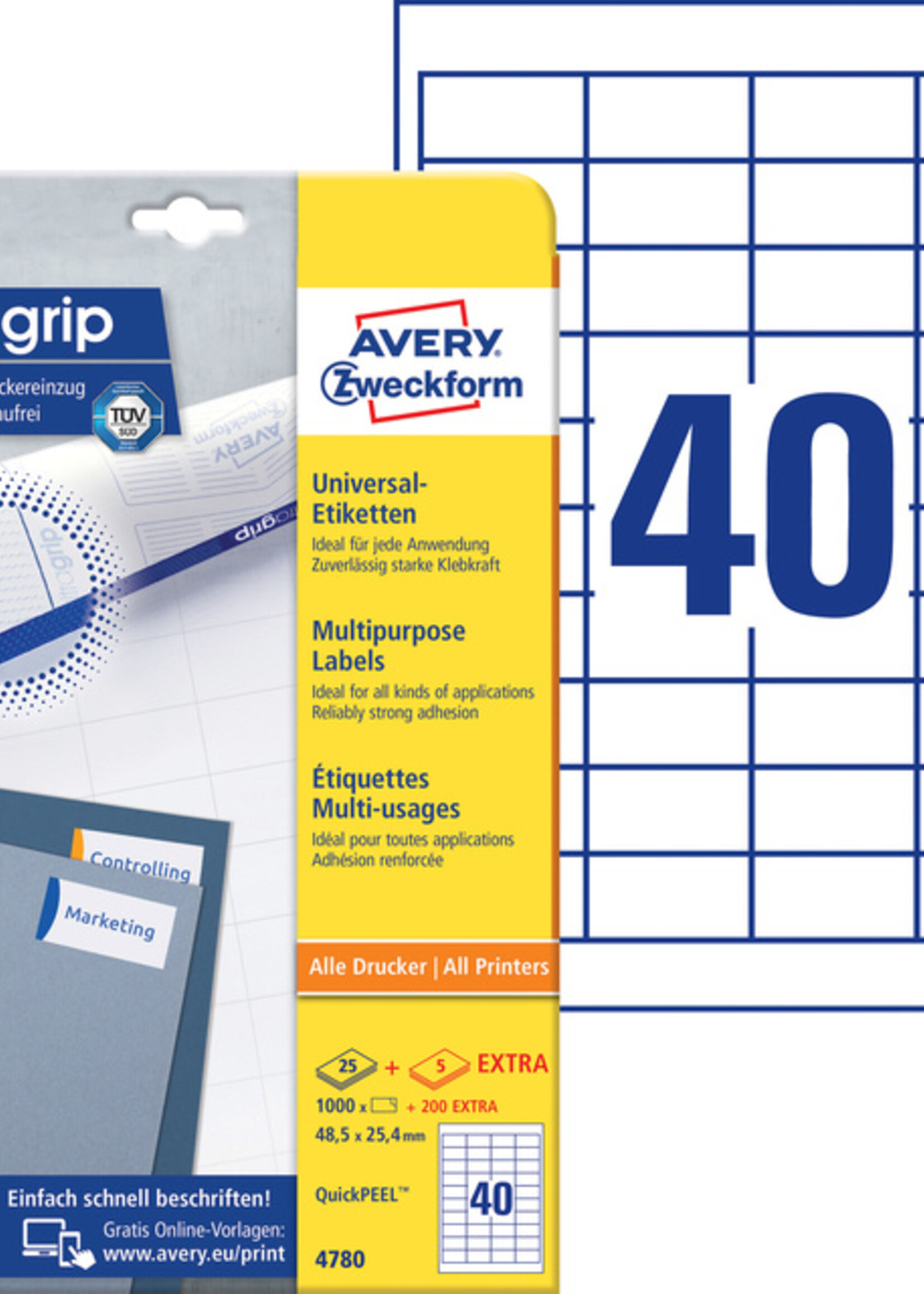 Avery Zweckform Etiquette Avery Zweckform 4780 48,5x25,4mm blanc 1000 pièces