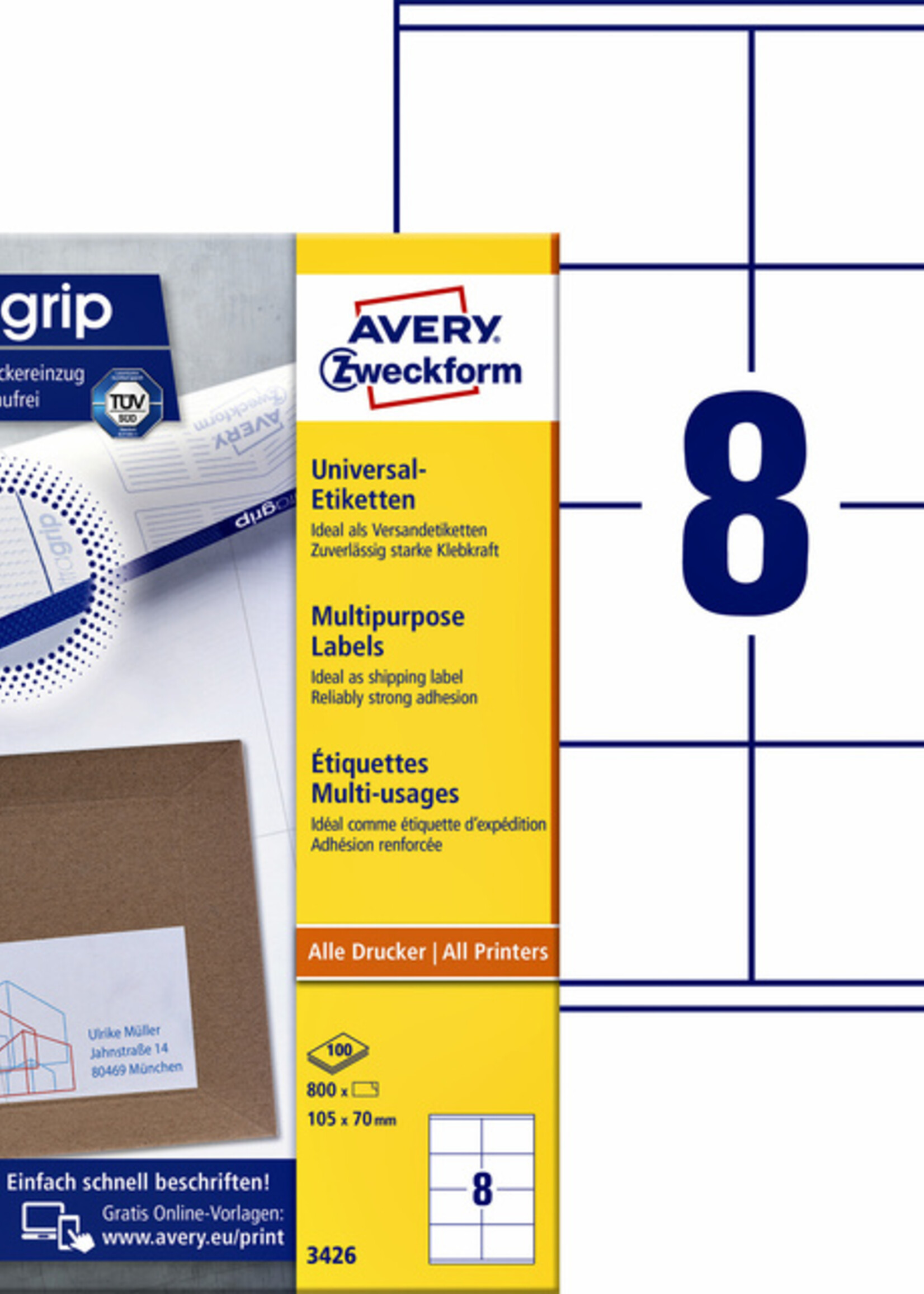 Avery Zweckform Etiquette Avery Zweckform 3426 105x70mm blanc 800 pièces