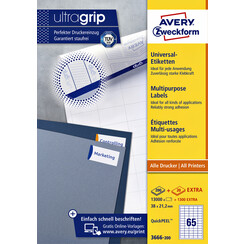 Etiket Avery Zweckform 3666-200 38x21.2mm wit 13000stuks