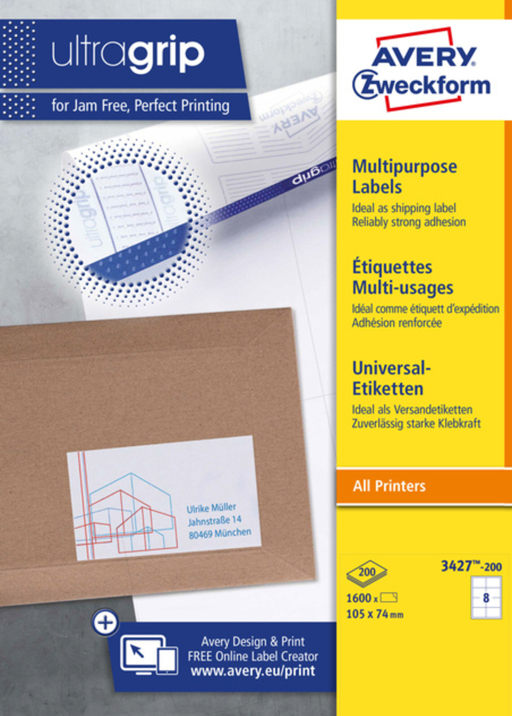 Avery Zweckform Etiquette Avery Zweckform 3427 105x74mm blanc 1600 pièces