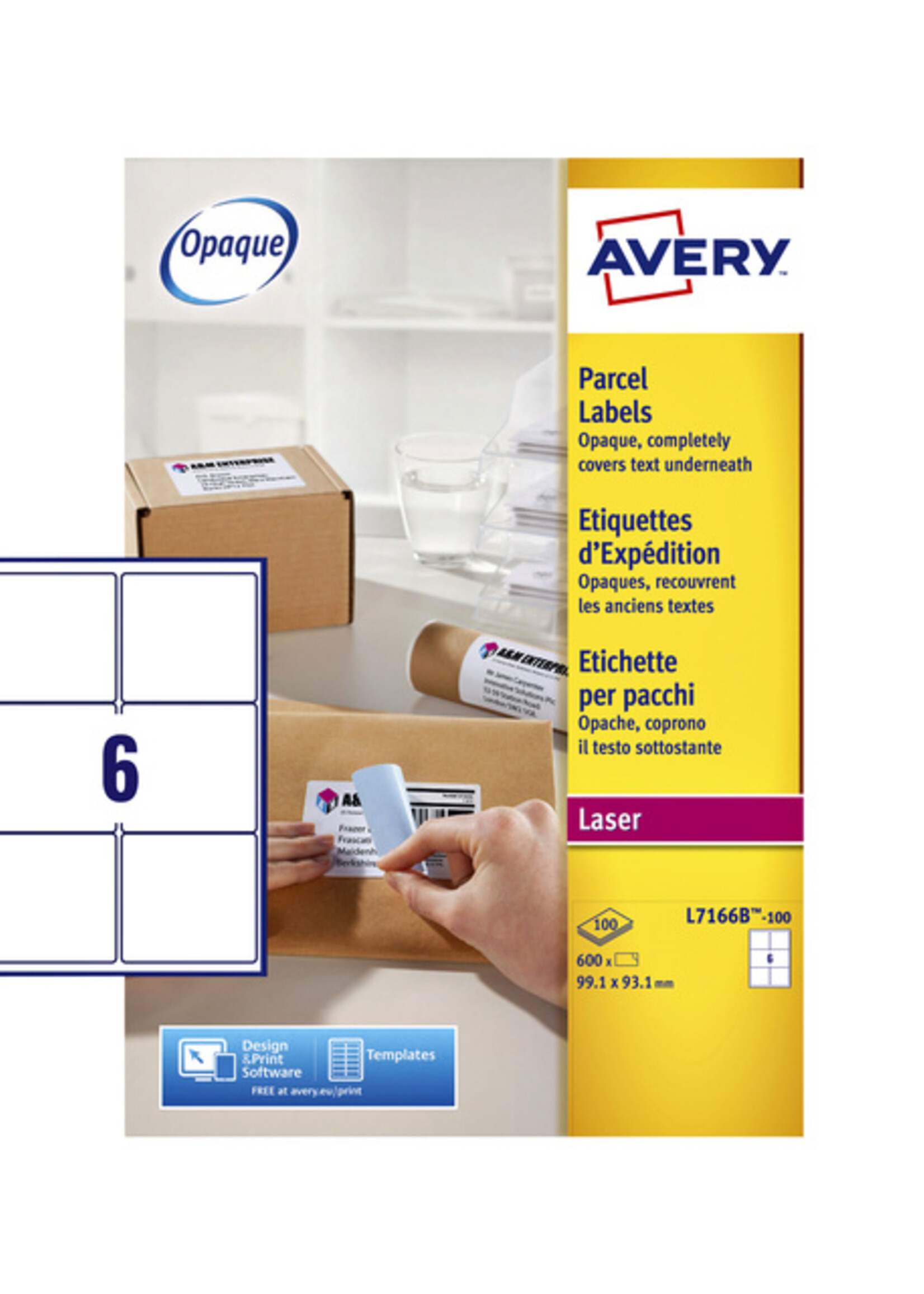 Avery Etiquette Avery L7166B 99,1x93,1mm Opaque 600 pièces