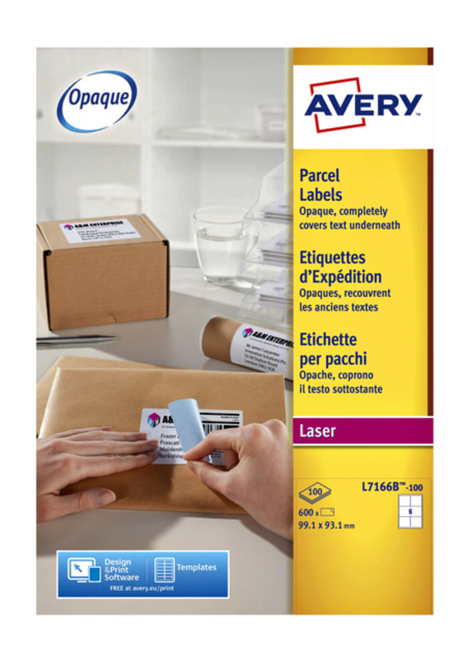 Avery Etiquette Avery L7166B 99,1x93,1mm Opaque 600 pièces