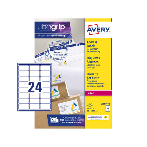 Avery Etiket Avery L7159-40 63.5x33.9mm wit 960stuks