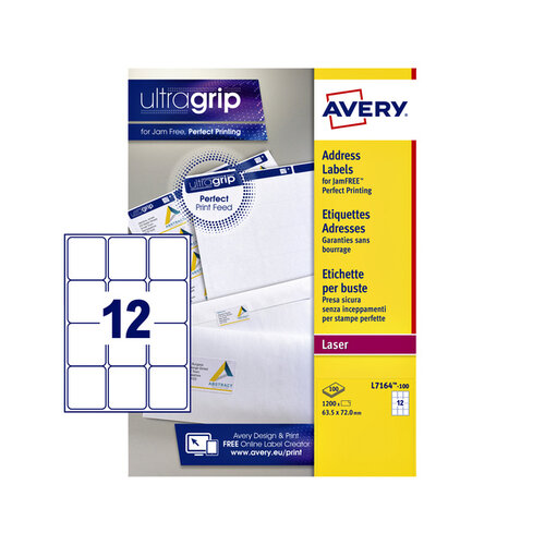 Avery Etiket Avery L7164-100 63.5x72mm wit 1200stuks