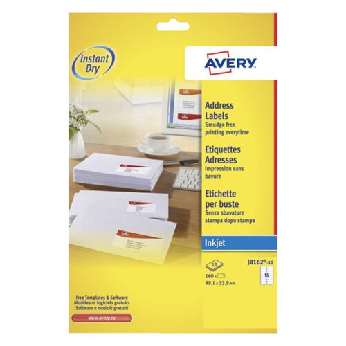 Avery Etiket Avery J8162-10 99.1x33.9mm wit 160stuks