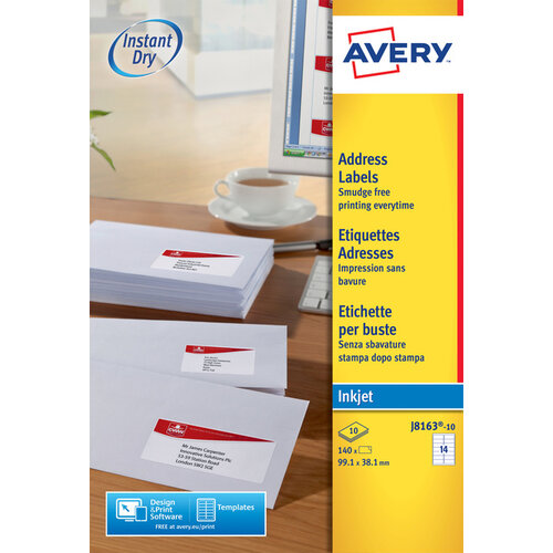 Avery Etiket Avery J8163-10 99.1x38.1mm wit 140stuks