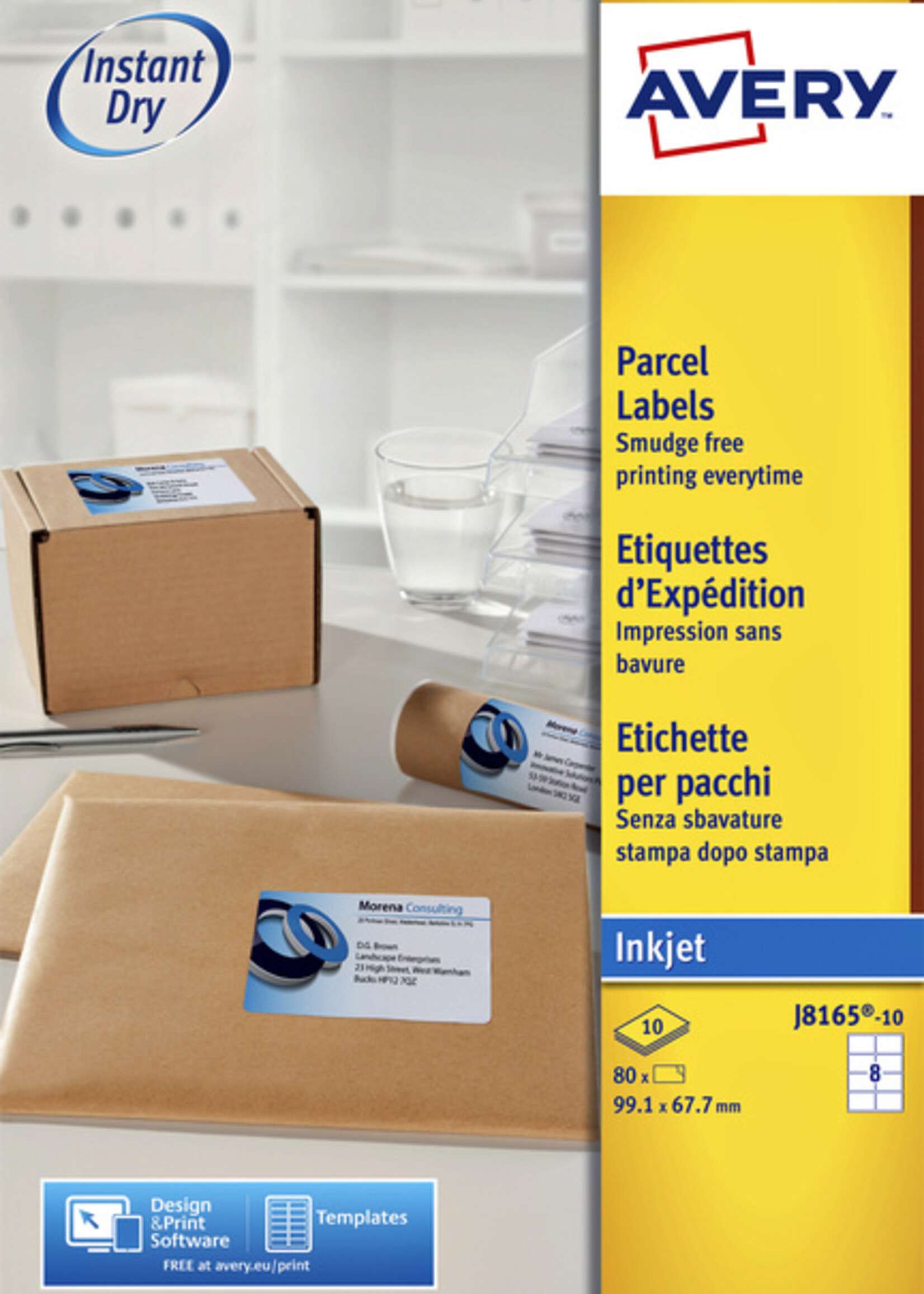 Avery Etiket Avery J8165-10 99.1x67.7mm wit 80stuks