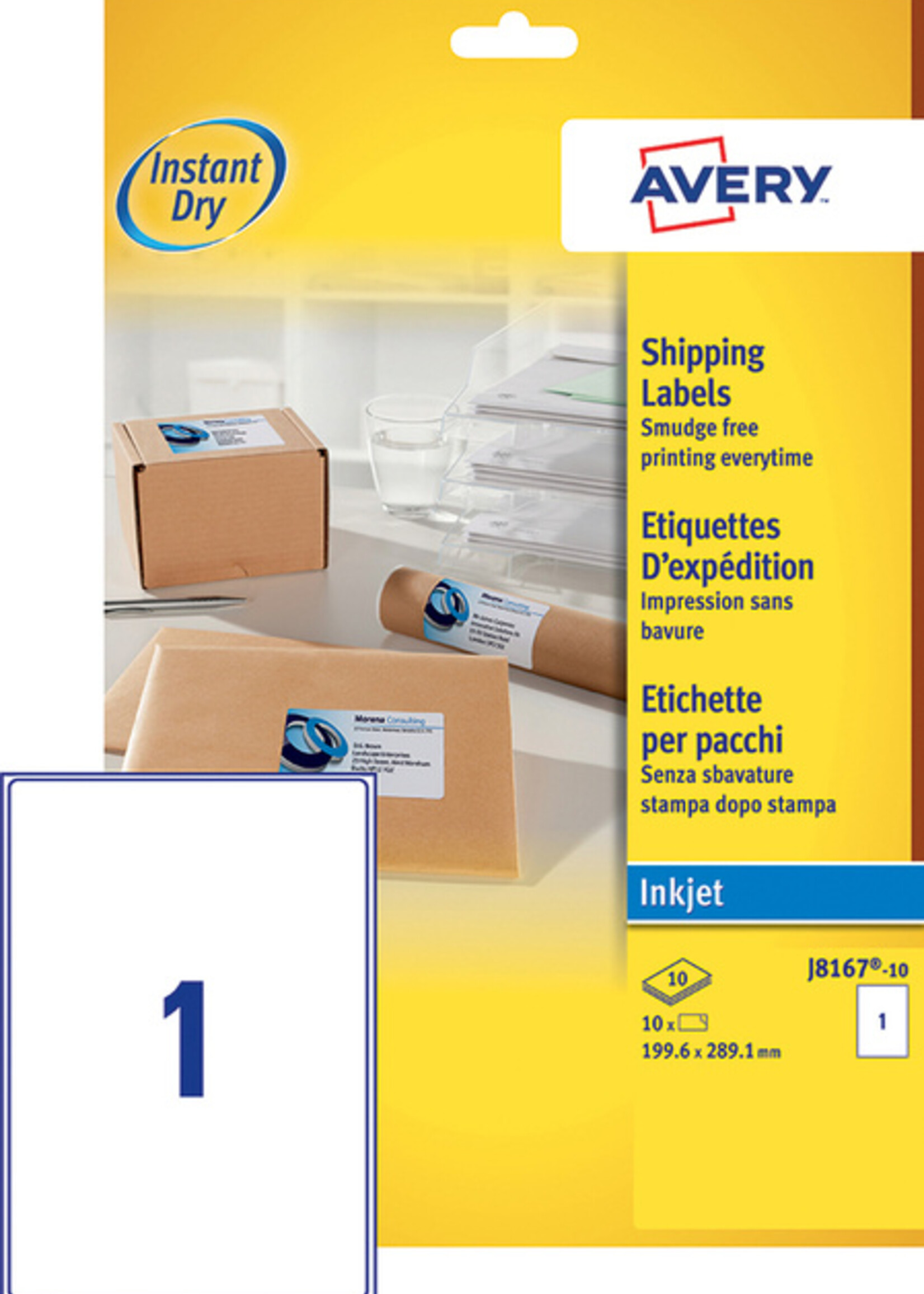 Avery Etiquette Avery J8167-10 199,6x289,1mm blanc 10 pièces